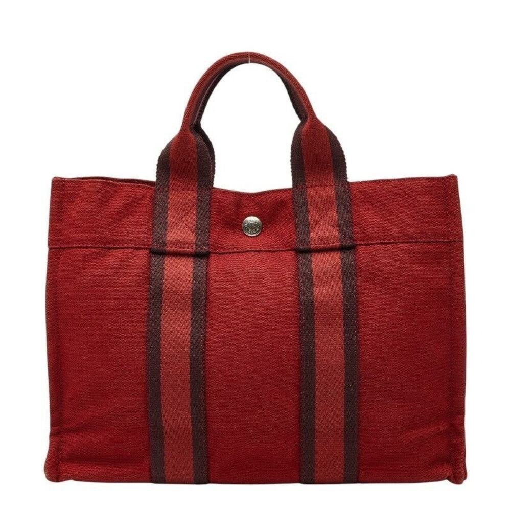 Hermes Fourre Tout PM Canvas Handbag Red